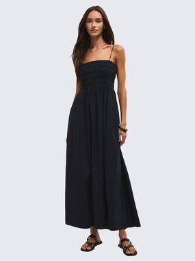 Z Supply Black Smocked Strap Maxi Dress